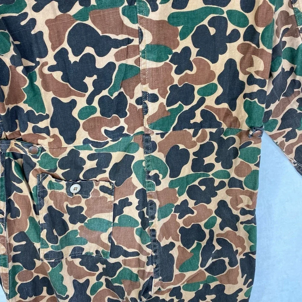 Vintage 80s Game Winner Duck Camo Full Body Jumpsuit Front Zip Men's Size Large - Picture 5 of 10